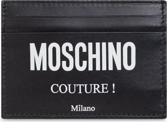 Moschino Bedrukte kaarthouder - Dames - Portefeuilles - Zwart - ONE Size - Leer - Accessoires