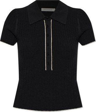By Malene Birger Benita Poloshirt - Dames - Polos - Zwart - M - Leer - Tops