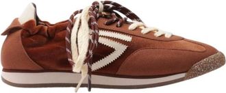 Puraai Schoenen, Dames, Bruin, 37 EU, Nylon, Panther Velours Sneakers