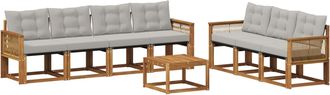 vidaXL Conjunto De Sof&aacute;s De Exterior 8 Uds. Natural Y Gris Claro Vidaxl