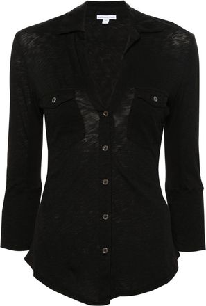 James Perse classic-collar cotton cardigan - women - Cotton - 0 - Black