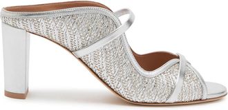 Malone Souliers Norah 70 Metallic Raffia Sandals - Silver - 40 (IT40 / UK7)