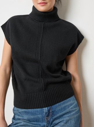Lilla P Turtleneck Wedge Sweater In Black