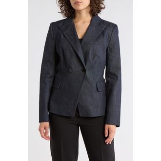 DKNY Double Breasted Denim Blazer in Dark Wash at Nordstrom Rack, Size 12