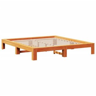 vidaXL Vidaxl - Cama Sin Colch&oacute;n Madera Maciza De Pino Marr&oacute;n Cera 180x200 Cm