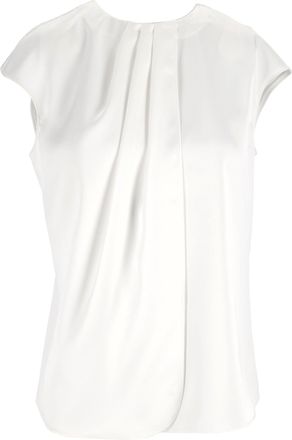 Emporio Armani White Cap-Sleeve Pleated Tank Top