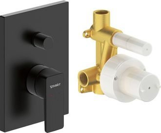 Duravit Duravit - Grifo Mezclador De Ducha Empotrado Rectangular, Negro Mate + Cuerpo Empotrado - 2 Salidas - 12,5x7,6x17cm - Manhattan Negro Mate