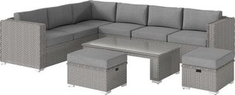 OUTSUNNY 6PC pe Rattan Corner Sofa Set Outdoor Conservatory Furniture w/ Cushion - Outsunny