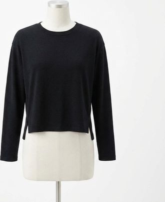 Spanx Air Essentials Long Sleeve Top In Very Black