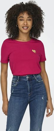 Only T-shirt bedrukt met klein hart vooraan