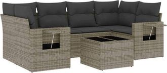 vidaXL Set De Sof&aacute;s De Jard&iacute;n 7 Piezas Con Cojines Rat&aacute;n Pe Gris Vidaxl
