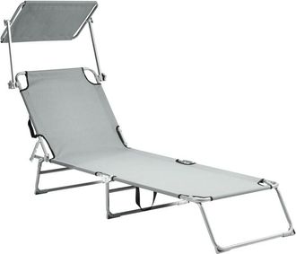 Beliani Beliani - Tumbona De Jard&iacute;n Reclinable Con Toldo De Metal Plegable Gris Foligno