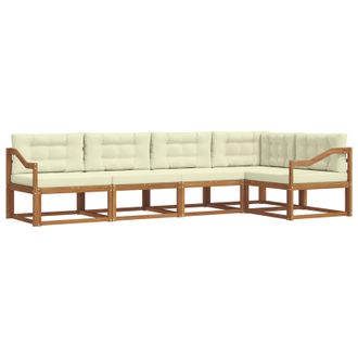 vidaXL Conjunto De Sof&aacute;s De Exterior Con Coj&iacute;n 5 Pcs Natural Y Crema Vidaxl