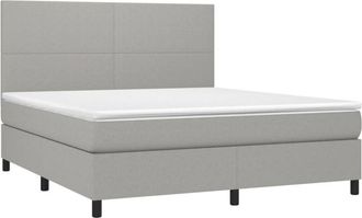 vidaXL Vidaxl - Cama Box Spring Con Colch&oacute;n Tela Gris Claro 180x200 Cm