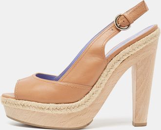 Sergio Rossi Brown Leather Platform Slingback Sandals
