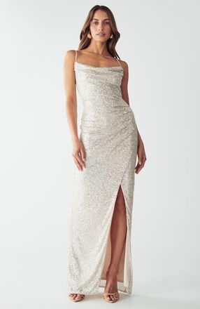 BWLDR Indy Dress in Champagne Sequin at Nordstrom, Size 12