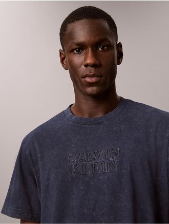 Calvin Klein Jeans Calvin Klein Mens Powder Wash Crewneck Tee - Blue - 2XL