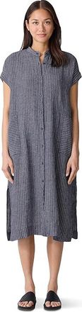 Eileen Fisher Mandarin Collar Dress Womens Dress Black White : XS, Lyocell/Elastane