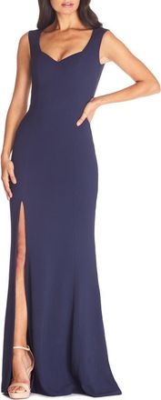 Dress The Population Monroe Side Slit Gown in Midnight Blue at Nordstrom, Size Xx-Small