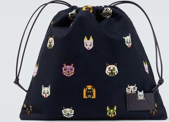 Loewe x Louis Wain leather-trimmed cotton pouch