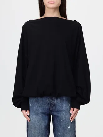 Maison Margiela Top asimmetrico in cotone con maniche a palloncino