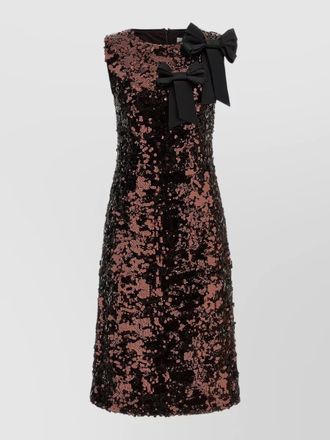 Ganni sequin midi dress bow detail sleeveless