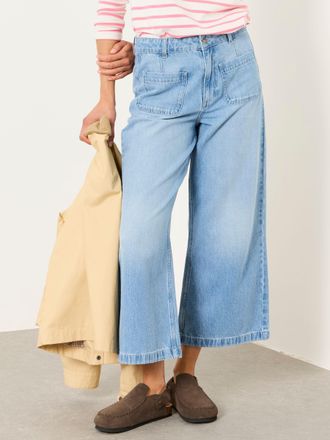 Fat Face FatFace Hettie Light Blue Wide Leg Crop Jeans