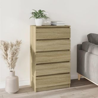 Berkfield Home Drawer Cabinet Sonoma Oak 60x36x103 cm Engineered Wood in Brown | Size: 60 x 36 x 103 cm