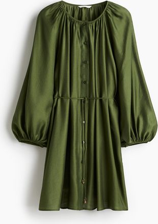 H&M Oversized Kleid mit Bindegürtel - Green