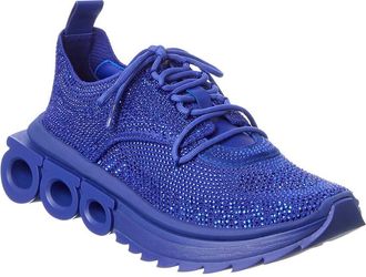 Ferragamo Nima Strass Leather-Trim Sneaker
