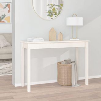 vidaXL Tavolo Consolle Bianco 110x40x75 cm in Legno Massello di Pino - Vidaxl