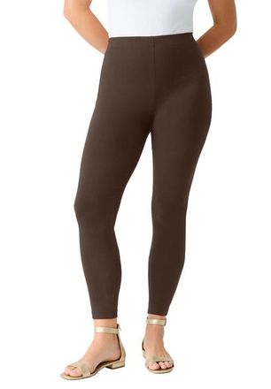 Roaman's Plus Size Essential Stretch Ankle Length Pull-On Legging in Chocolate at Nordstrom, Size 1X