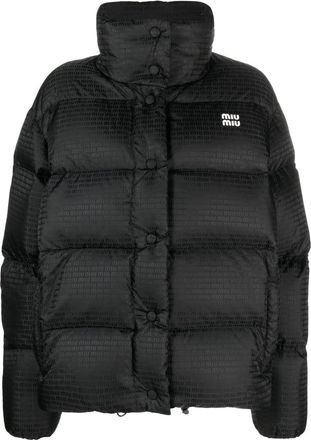 Miu Miu Logo-Print Quilted Jacket - Womens - Recycled Polyamide/Recycled Polyester/Feather Down