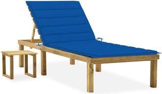 vidaXL Vidaxl - Tumbona De Jard&iacute;n Con Mesa Y Coj&iacute;n De Madera De Pino Impregnada