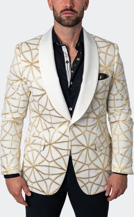 Maceoo Blazer Shawl CeremonialGold White