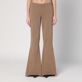 Entire studios Pantalone a zampa beige in cotone