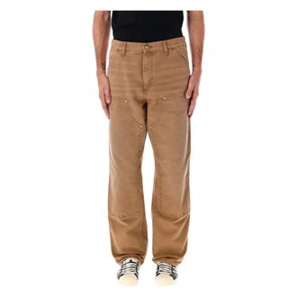 Carhartt Work in Progress Carhartt Wip, Straight Trousers, male, Brown, Size: W34 Double Knee Pant