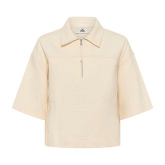 Karen by Simonsen Dames, Blouses & Shirts, Beige, Maat: XS Katoen