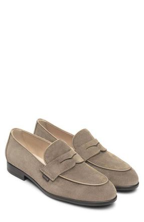 Nero Giardini Suede Slip-On Penny Loafer in Taupe at Nordstrom, Size 10-10.5Us