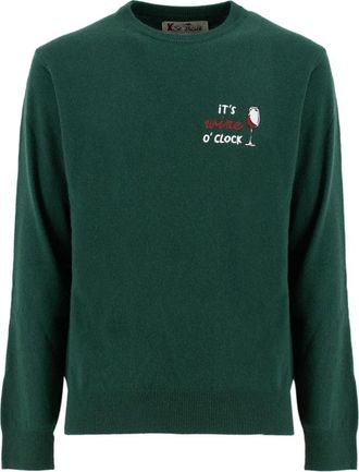 MC2 Saint Barth Truien & Vesten, Heren, Groen, L, Gebreide Trui met Geborduurd Logo