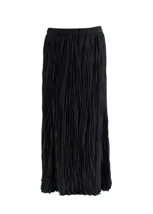 Eileen Fisher Black Pleated Silk Midi Skirt Size L