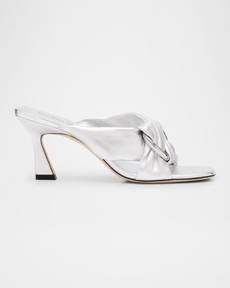 Stuart Weitzman Nudist Metallic Ankle-Strap Sandals