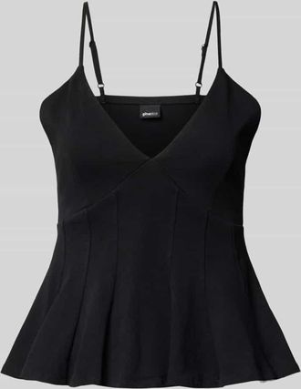 Gina Tricot Tr&auml;gertop mit V-Ausschnitt Modell Peplum in Black, Gr&ouml;&szlig;e XS