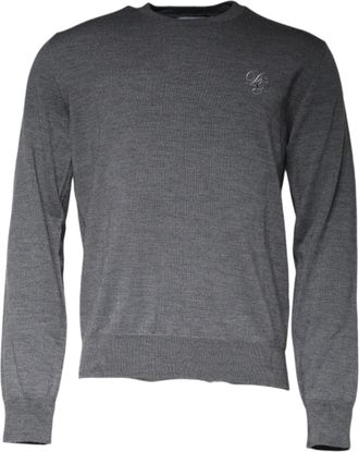 Dolce & Gabbana Mens Virgin Wool Crew Neck Sweater Gray