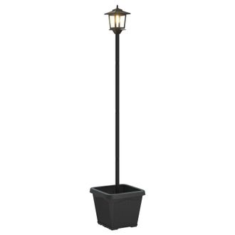 vidaXL Farola Solar Con Macetero With Led Bulb Negro 32 X 32 X 158 Cm Vidaxl