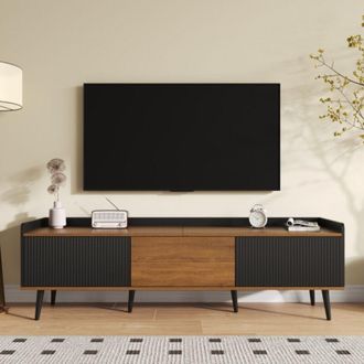 Blossom Mueble Tv Blossom, Aparador De Almacenamiento, 3 Cajones Y 3 Espacios De Almacenamiento, 160x39x49,5 Cm - Negro