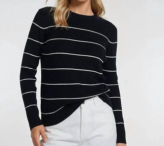 Karen Kane Sayer Stripe Ribbed Sweater In Black And Off-White