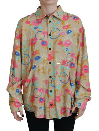 Dsquared2 Dsquared&sup2; Floral Collared Button Down Long Sleeves Womens Shirt (Pre-Owned)