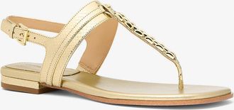 Michael Kors Marcia Embellished Metallic Leather Sandal
