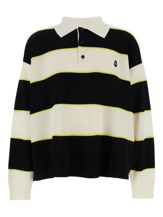 Alexander McQueen logo striped polo shirt - men - Viscose/Cotton - M - Black
